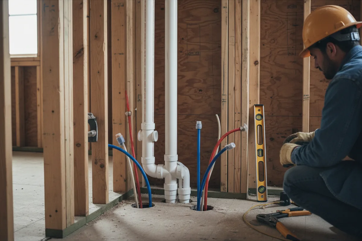 Drain and supply rough-in during Leak Detection in Gridley