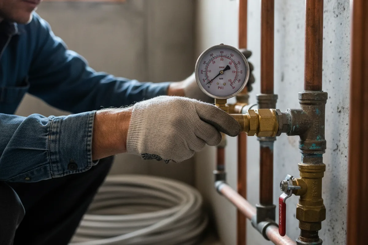 Pressure testing a repaired line during Water Line Repair in Gridley